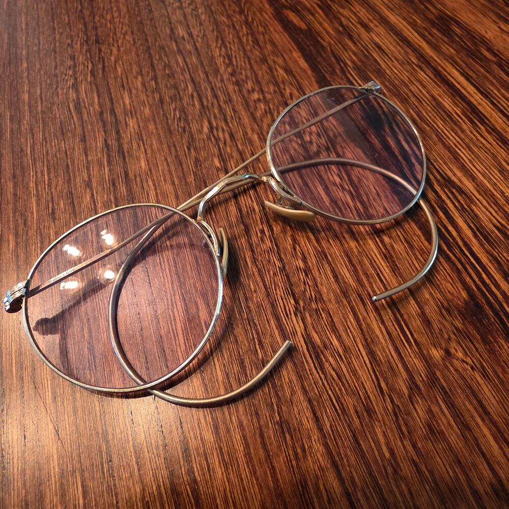 Vintage 12K Gold Filled Wire Rim Unisex Plano Clear Glasses AO 1920's Ful-Vue